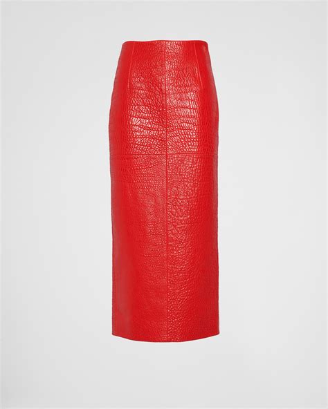 Red Nappa Leather Skirt 